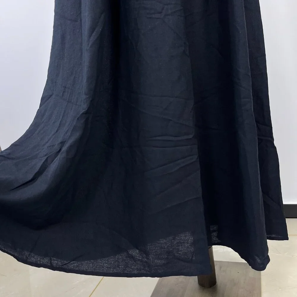 NWOT Farm Rio Linen Blend Black Sleeveless Maxi Dress Size L - Picture 5 of 12